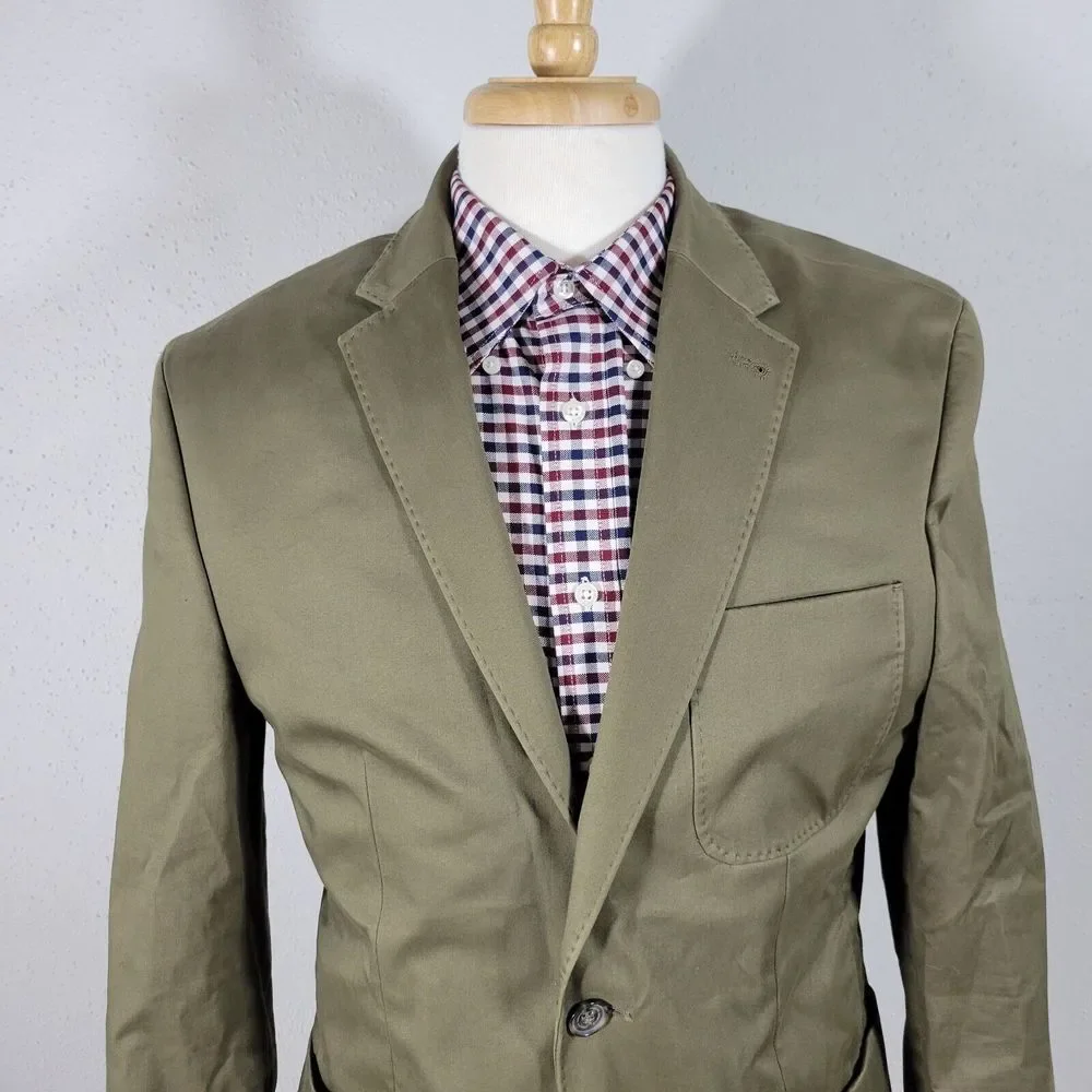 Joseph Abboud Men's Sport‎ Coat Blazer Two Button Solid Green Cotton Size MEDIUM